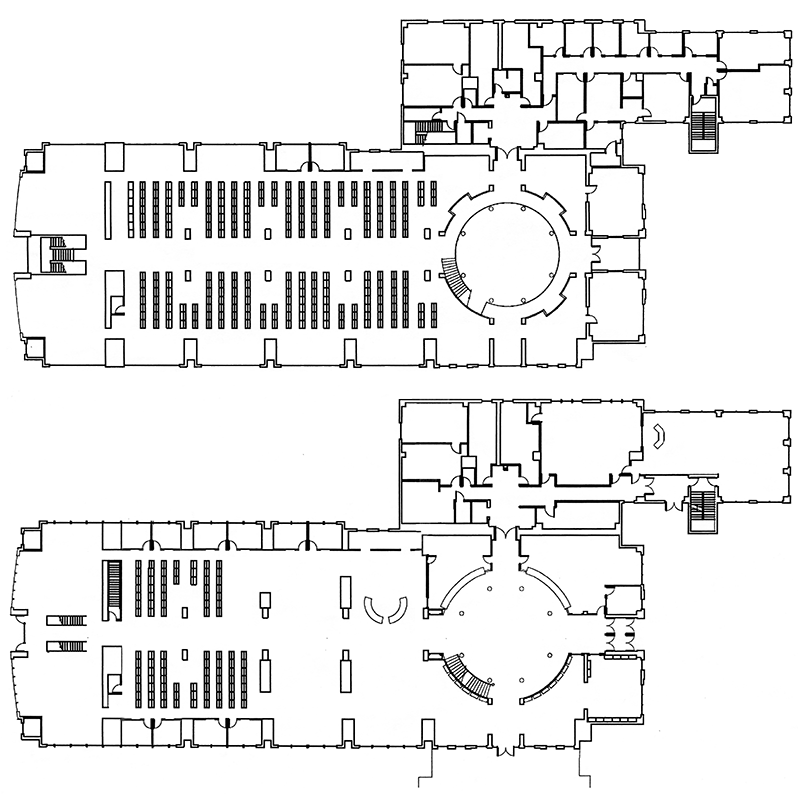 Map of Barber Library, Floors 1 and 2