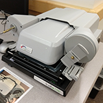 Microfilm scanner at Barber Library
