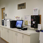 Reference area laser printers at Barber Library